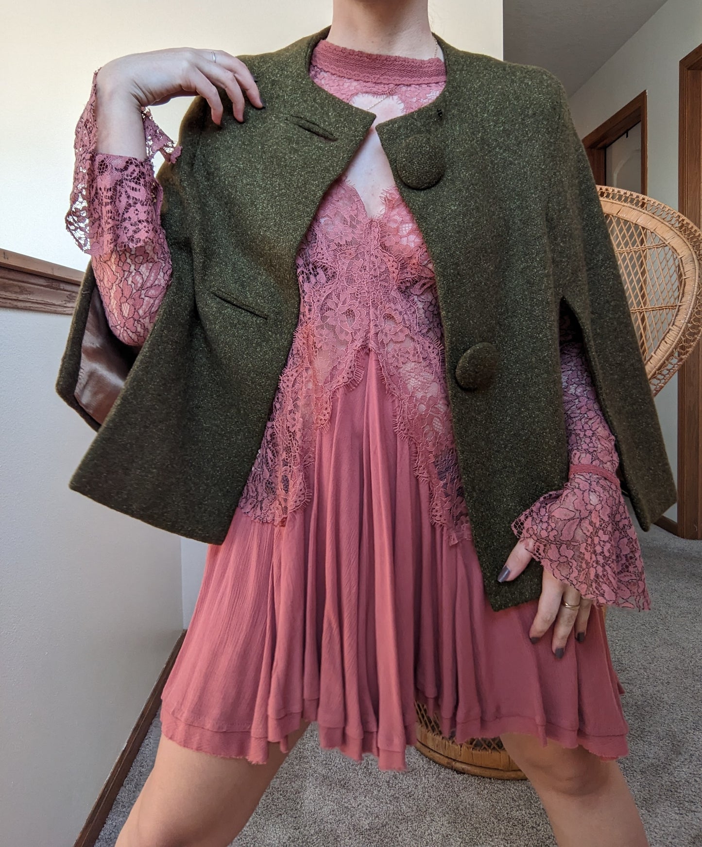 1960s olive cape