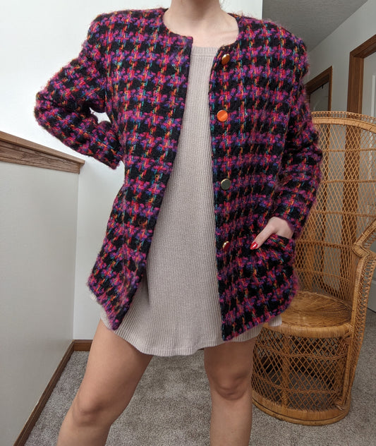 1980s rainbow tweed jacket