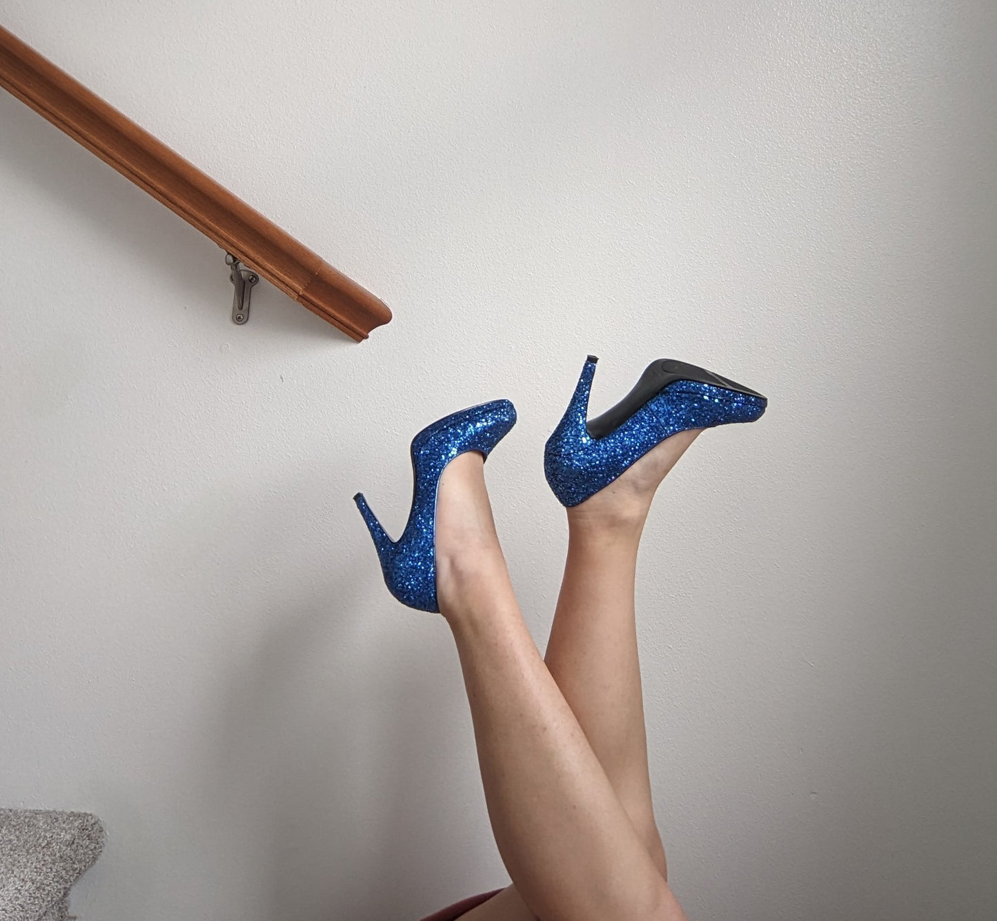 Modern true blue sequin heels