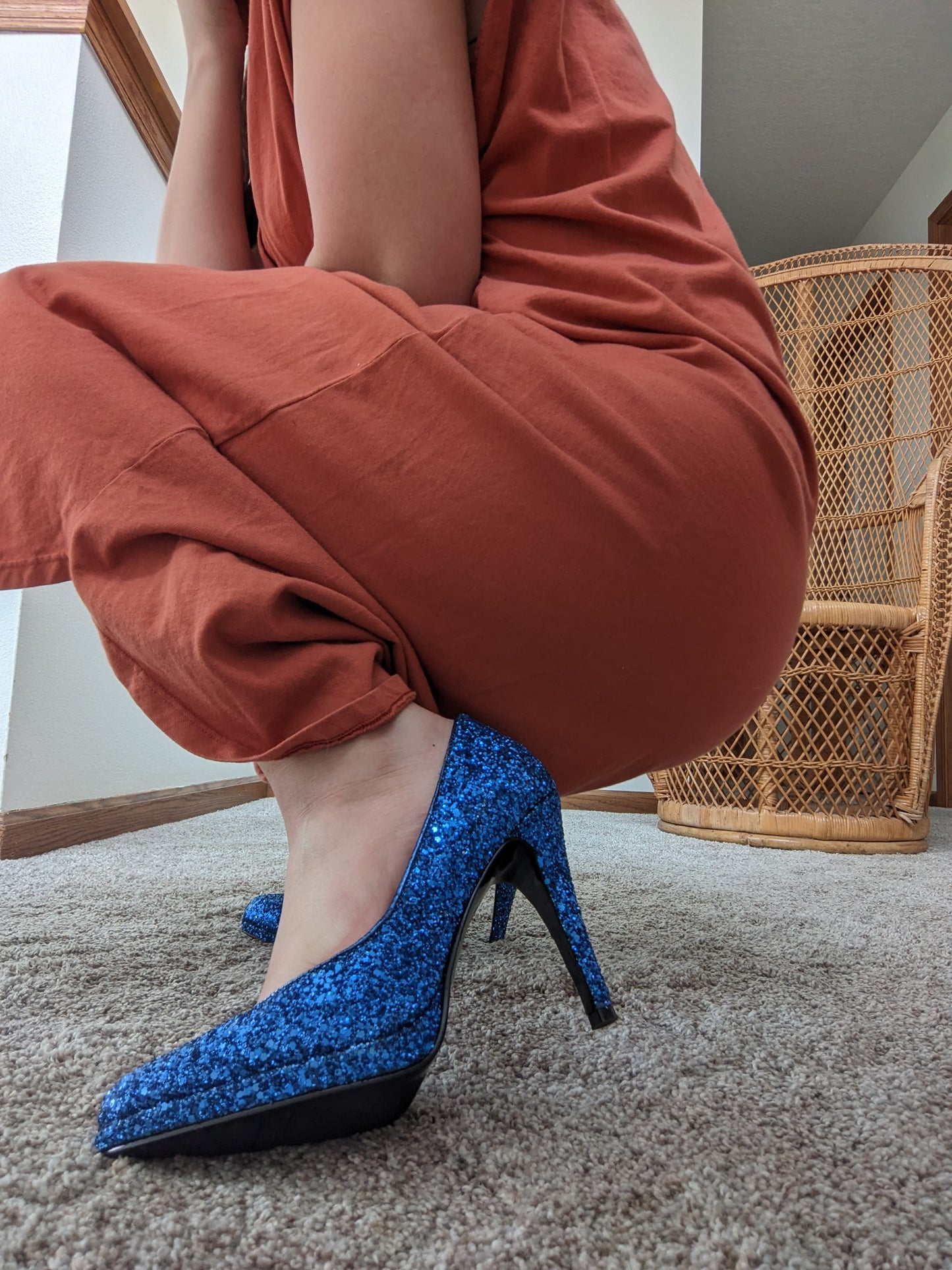 Modern true blue sequin heels