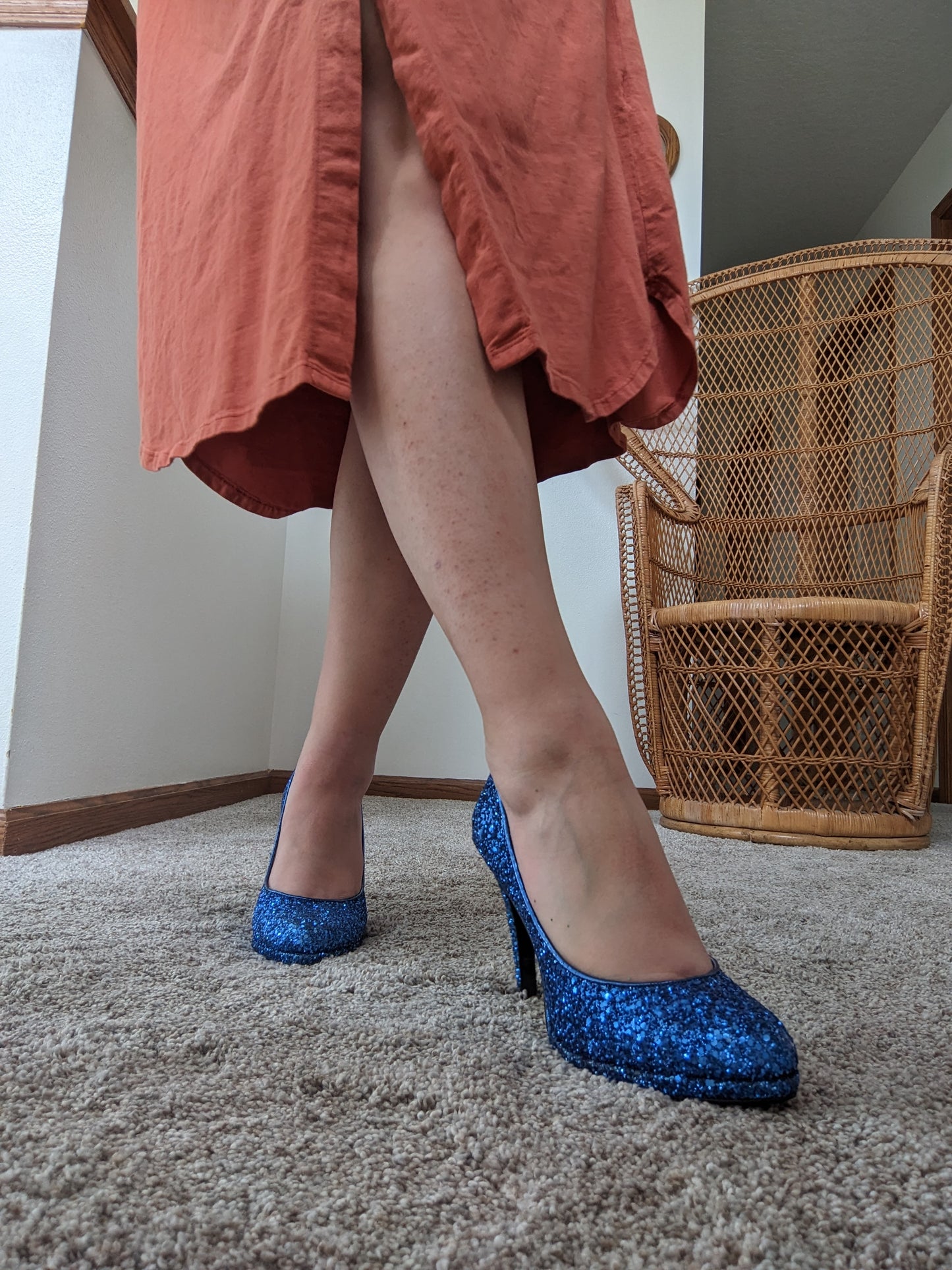 Modern true blue sequin heels