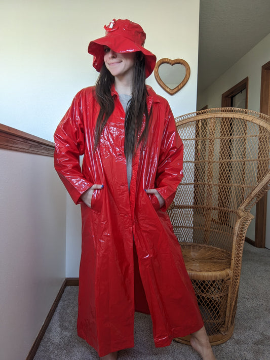 1990s vinyl raincoat & bucket hat